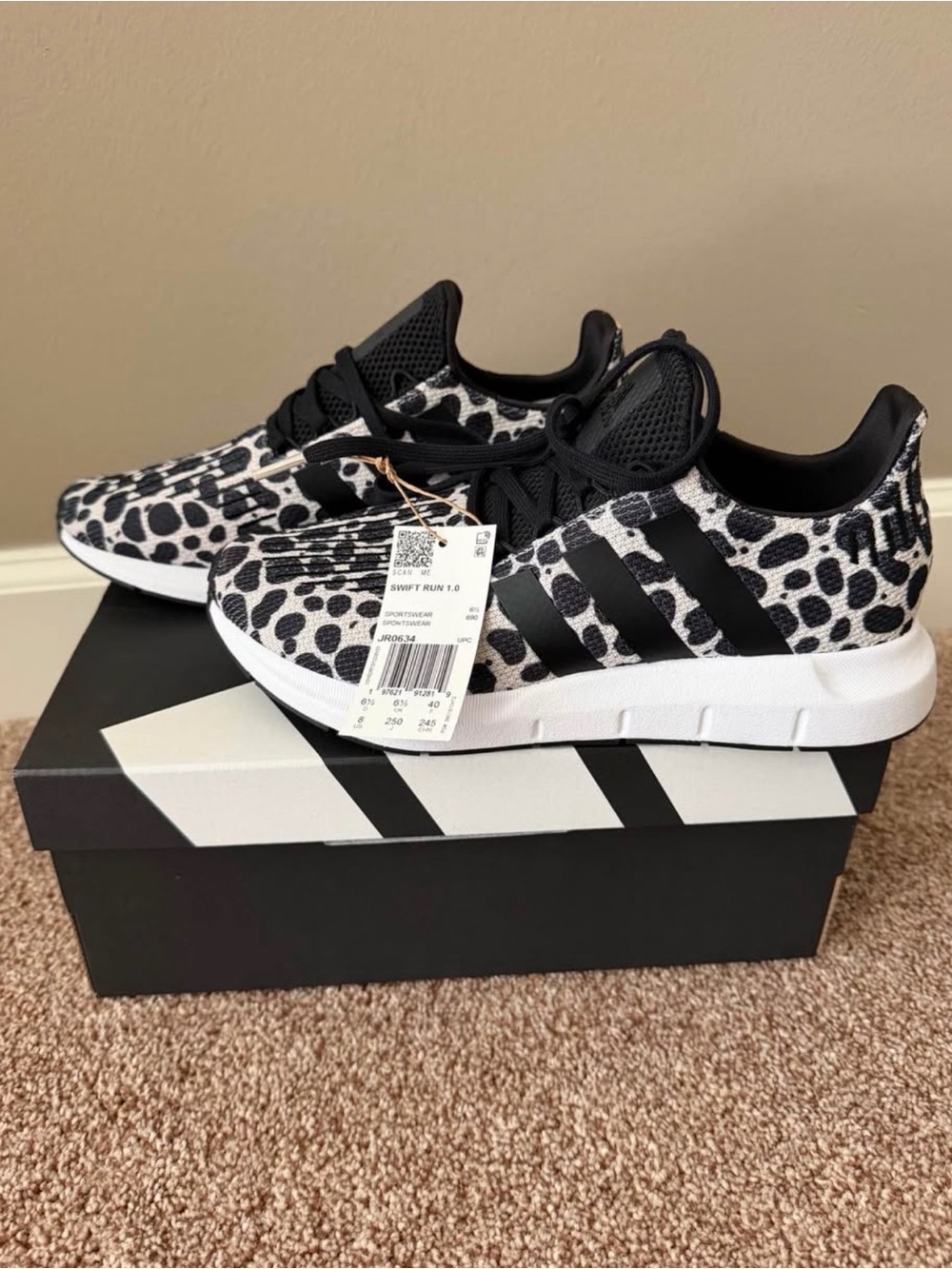adidas Women’s Leopard Print Black & White Sneakers